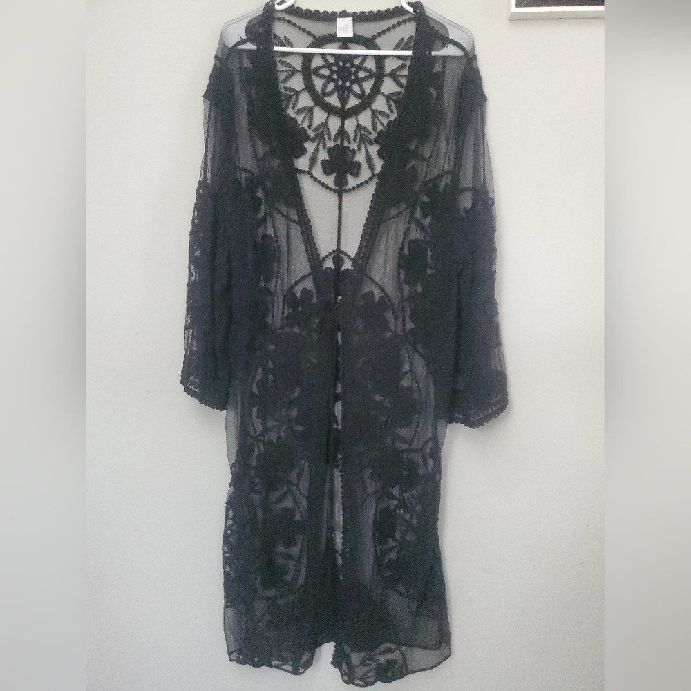 Source Unknown Sheer Black Lace Robe - Picture 3 of 3